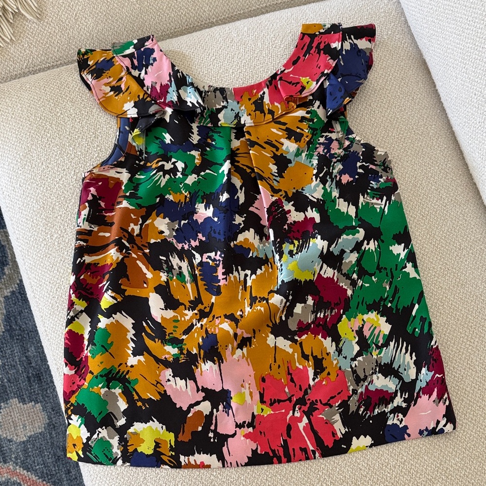 J. Crew Multicolor Ruffle Sleeve Top